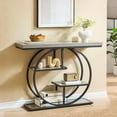 thumbnail image 7 of Sailvan 41.3" Console Table with Circle Base, Industrial 4-Tier Entryway Table with 1.7" Thickened Top, Narrow Hallway Sofa Table with Storage for Living Room, Hallway, Foyer, Grey, 7 of 7