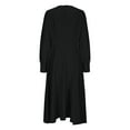 thumbnail image 5 of Dresses for Women Long Sleeve Casual Solid Color Irregular Long Sleeved Round Neck Dress, 5 of 5