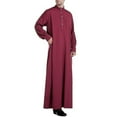 thumbnail image 2 of Men Muslim Islamic Plain Long Robe Dishdasha Kaftan Dressing Evening Gown ThobeL, 2 of 5
