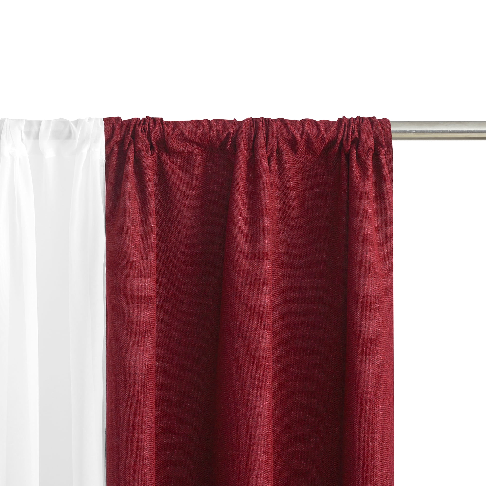 Mainstays Solid Twill Blackout Curtain Panel and Sheers, Set of 4, Merlot, 27.5" W x 63" L