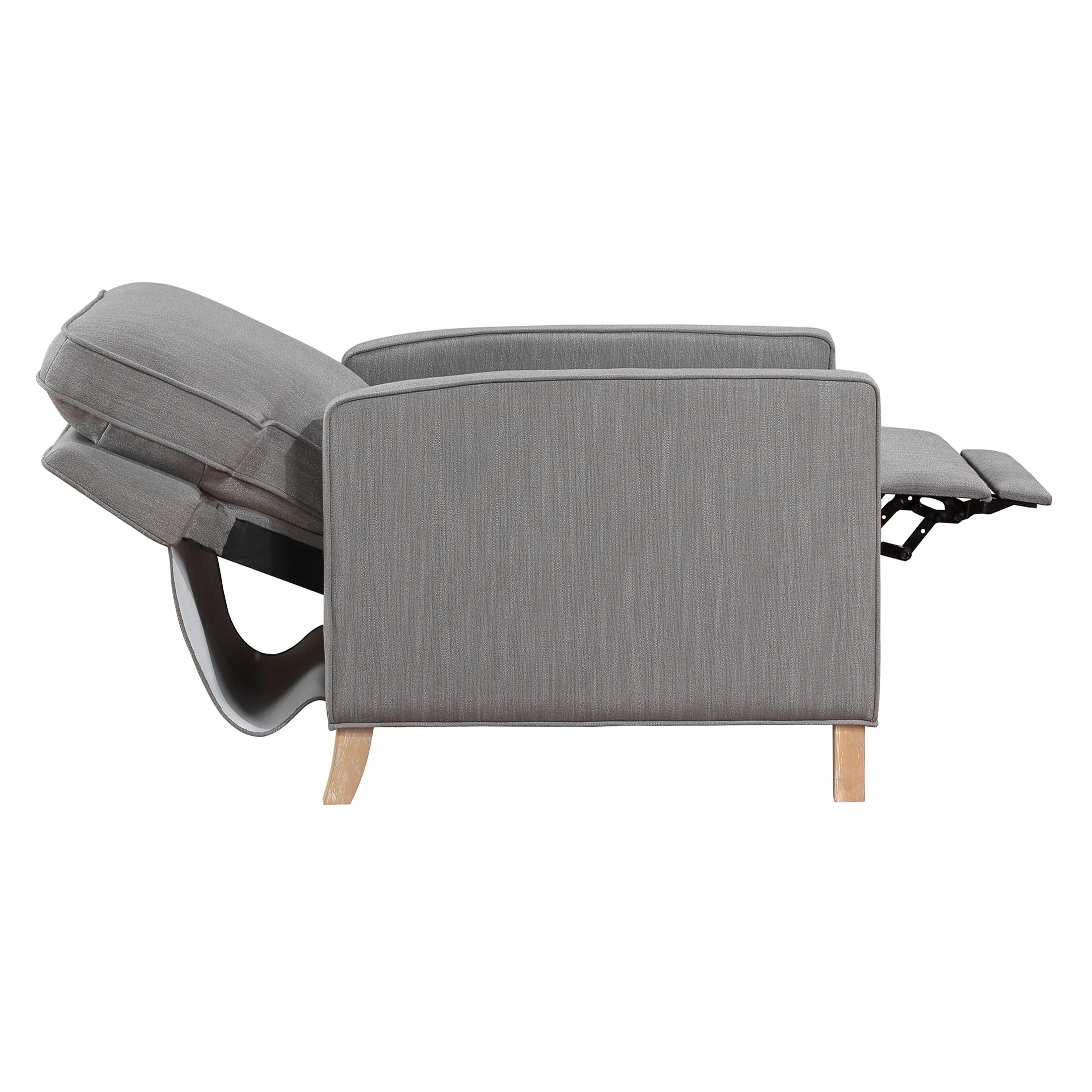 JERFIT Gray Fabric Recliner Chair, Traditional Push Back Reclining Armchair with Solid Wood Frame and Cushioned Seat for Living Room