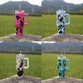 thumbnail image 2 of 40 oz tumbler with handle and straw, leakproof tumbler with a Lid and Straw stainless steel Vacuum insulated Tumbler Travel Coffee Mug (Pink Cow), 2 of 6