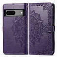 thumbnail image 2 of SaniMore for Google Pixel 7A 6.1" 2023 Wallet Case with Embossed Mandala PU Leather Flip Protection Wrist Strap Credit Card Holder Pocket Kickstand Shockproof Case, Purple, 2 of 7
