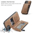 thumbnail image 5 of Dteck Case for Apple iPhone 13 mini 5.4-inch,Retro Magnetic Leather Card Holder Wallet Shockproof Case Hybrid Rubber Zipper Purse Kickstand Protective Cover for iPhone 13 mini,Brown, 5 of 6