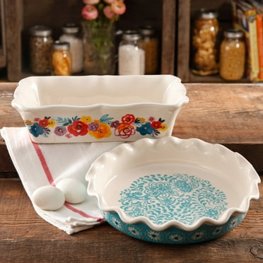 The Pioneer Woman 14.57-inch Stoneware Pie & Tart Pan, 2 Count