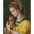 thumbnail image 3 of Bacchiacca 15x18 Black Modern Framed Museum Art Print Titled - Portrait of a Young Lady Holding a Cat (circa 1525), 3 of 5