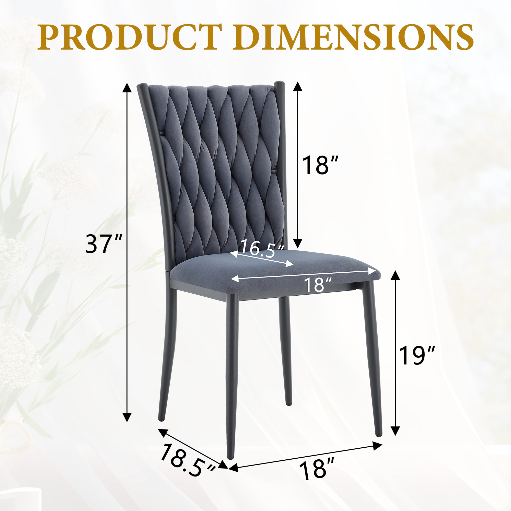 Alvantor Dining Chairs Set of 4, Modern Velvet Chairs with Tufted High Back, Upholstered Accent Chairs for Dining Room & Kitchen Gray
