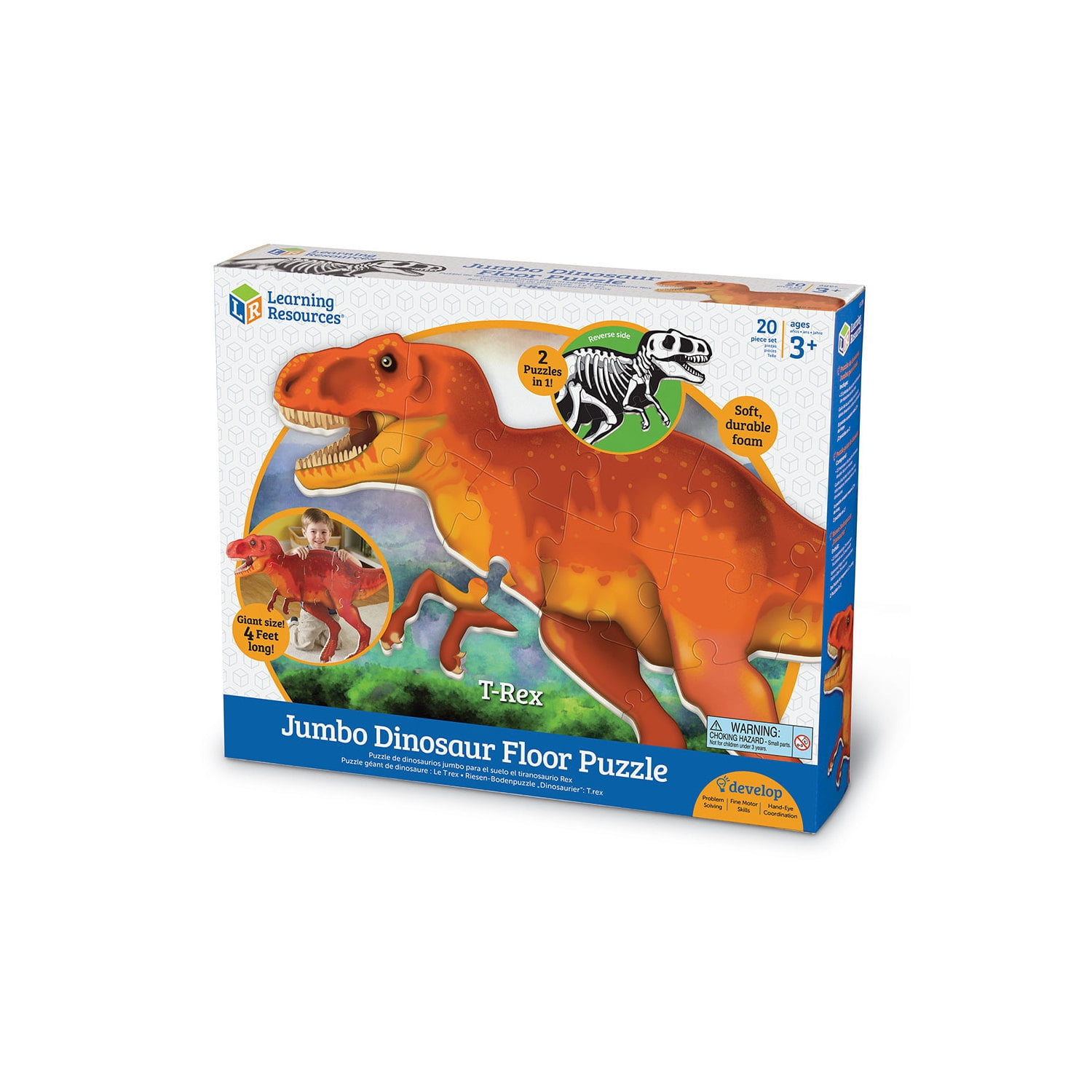 Learning Resources T-Rex Jumbo Dinosaur Floor Puzzle, Problem Solving, Fine Motor, Ages 3+