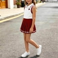 thumbnail image 4 of Amidoa Girls Summer Outfits 2 Piece Short Sleeve Cute Top and Pleated Skirt Kids Clothing Sets Red Size 2-3 Yeas, 4 of 7