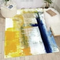 thumbnail image 2 of Contemporary Modern Abstract Blue Yellow Vibrant Area Rug, Ultra Soft Aesthetic Rug For Living Room Bedroom Dining Office Art Deco Floor Rug Kitchen Hallway Runner 5' x 6', 2 of 7