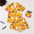 thumbnail image 4 of Halloween Pajamas Set for Women, Short Sleeve Button Down Ghost Pumpkin Print 2 Piece Sleepwear Loungewear Shorts Set, 4 of 8