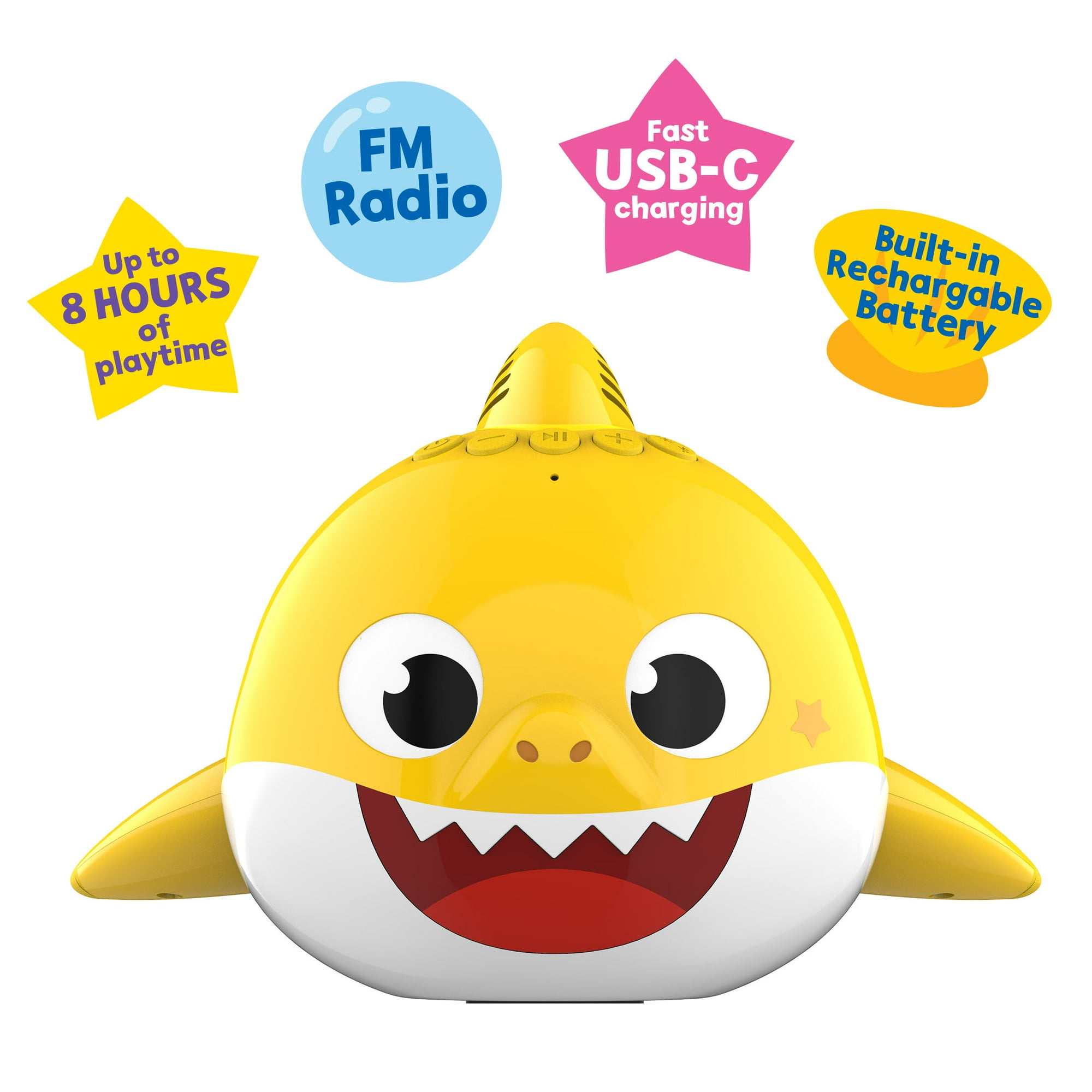 Pinkfong by Baby Shark The Child Floating Waterproof LED Lighting Wireless Bluetooth Portable Speaker, Yellow