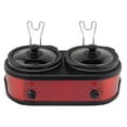 thumbnail image 2 of LouZub 3.2-Quart Double Slow Cooker (1.6-Qt each) w/Warm Settings, Stainproof Stoneware Pots and Glass Lids – Red Stainless Steel, 2 of 3