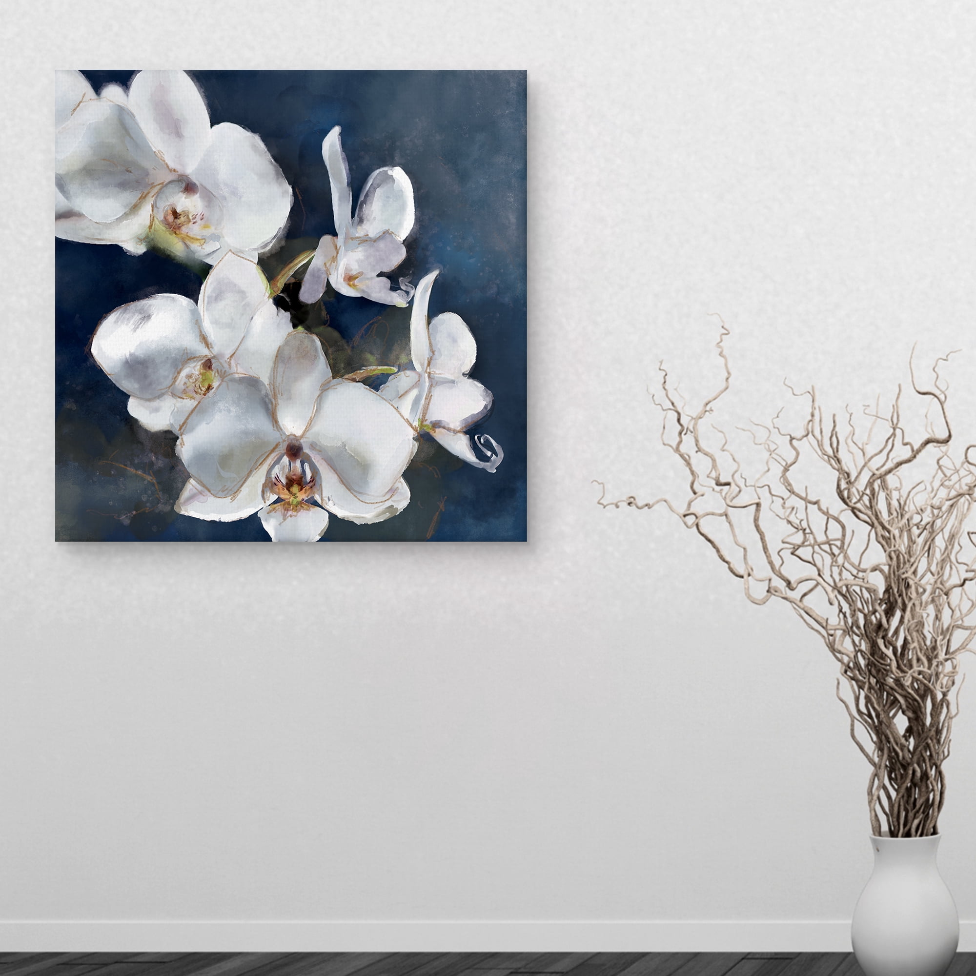 Orchid on Navy by Studio Arts Canvas Art Print