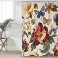 thumbnail image 6 of Shower Curtains Floral Bath Curtain Vintage Rustic Butterfly Waterproof Bathroom Shower Curtain Set with Hooks Decoration 72 x 84 Inches, 6 of 7