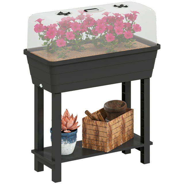 Outsunny Jardinière Surélevée Auto-Arrosante de 41 L, Bac à Plantes, Noir