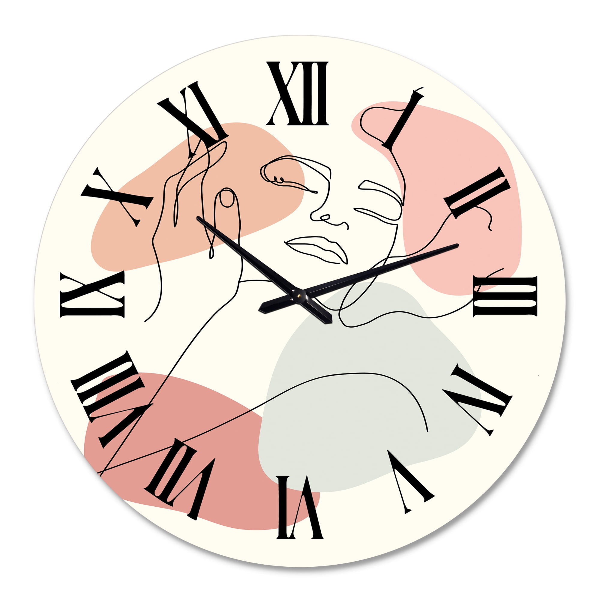 Designart 'Continuous Line Portrait Of Woman In' Modern Wall Clock
