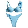 thumbnail image 2 of Linfrsh Two Piece High Waisted Bikini Set for Women 2025 Spaghetti Straps Swim Top with Reversible Bottom Bathing Suit for Women Tummy Control Blue,M, 2 of 7
