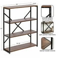 thumbnail image 3 of Kate and Laurel Ascott Modern Rectangle Metal and Wood Wall Shelf, 24 x 32, Natural Wood and Black, Farmhouse Versatile 4-Tier Bookshelf for Use as Wall or Floor Shelf, 3 of 9