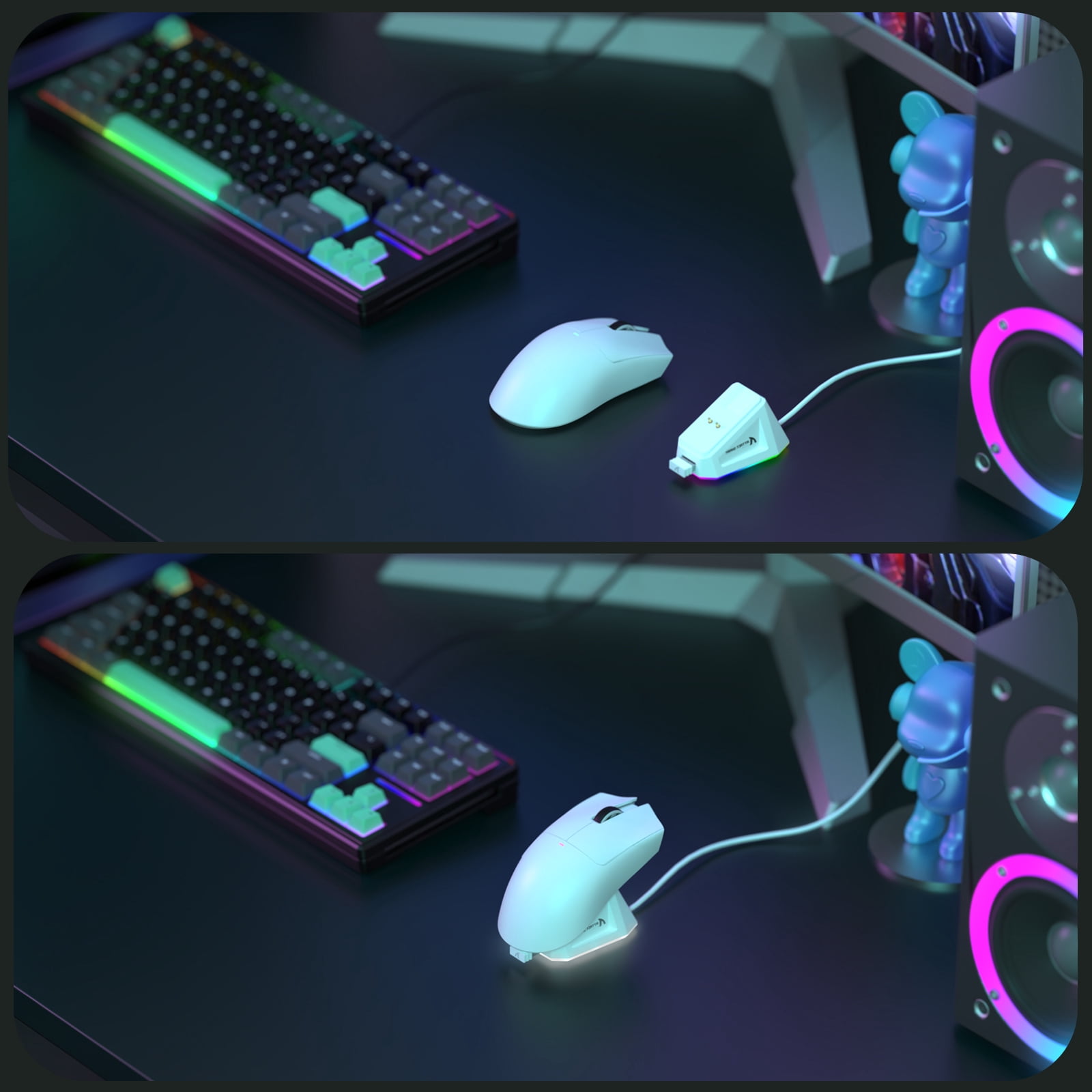 MAMBASNAKE X ATTACK SHARK X65PRO HE Rapid Trigger Magnetic Switch Keyboard with X11 Ultralight Mouse, Tri-mode Wireless Keyboard and Mouse Combo, 0.01mm RT Accuracy, 8K Polling Rate, 22K DPI - White