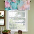 thumbnail image 3 of Teal Pink Curtain Valances for Windows, Kitchen Valance Window Treatments Panel 2 Pack, Modern Abstract Ink Painting Art Marble Rod Pocket Short Curtains for Bathroom Bedroom 42 x 18 Inch, 3 of 8