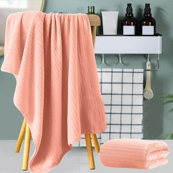 Velvet Bath Towel 27.5x55.1 Inches, Thickened Quick-Dry Coral Fleece Bath Sheet for Adults, Super Absorbent Large Towel with Hanging Loop, Soft Cotton Blend for Bathing Spa