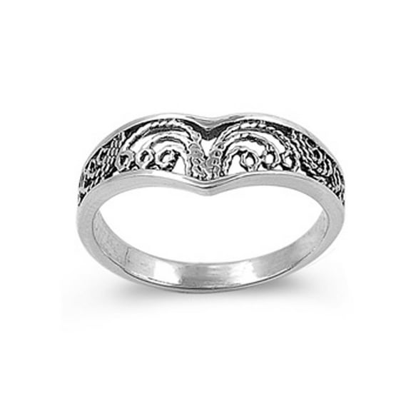Heavy Filigree Chevron Pointed Thumb Ring .925 Sterling Silver Band Jewelry Female Male Size 10