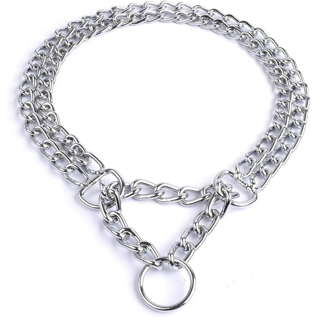 ORUYROP Collier Ras du Cou pour Chien Collier Martingale Chaîne d'Entraînement Double Rangée Collier Robuste pour Chiens Moyens et Grands (m-16 Pouces (Convient pour Cou 11-14 Pouces))