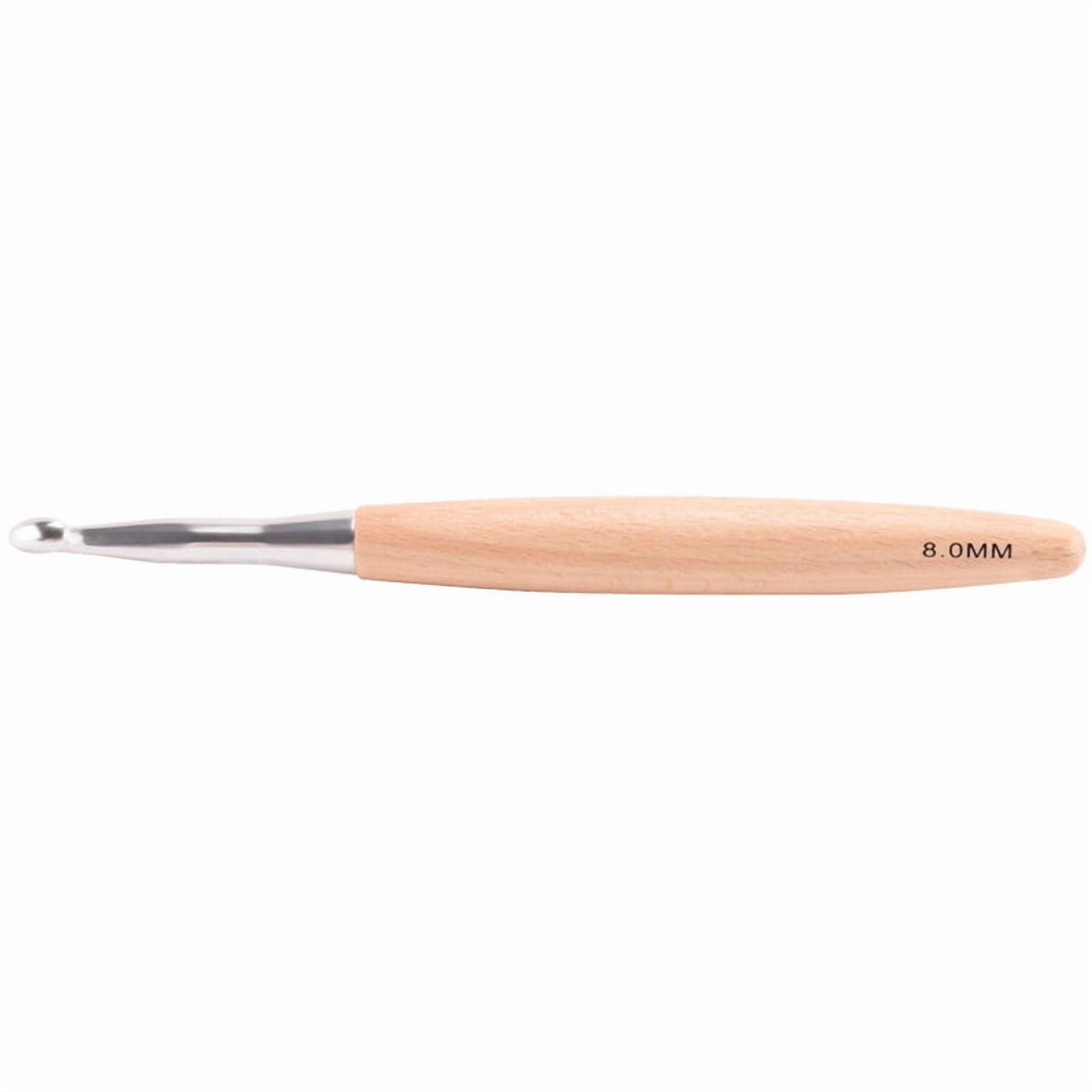 10x Big Crochet Hooks Set with Beech Wood Handle, Crochet Hooks for Chunky Yarn, Size 7mm 8mm 9mm 10mm 12mm