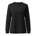thumbnail image 5 of Womens T Shirt Autumn Winter Crew Neck Pocket Split Long Sleeve Casual Loose Top T Shirt For Woman Tops For Women, 5 of 6
