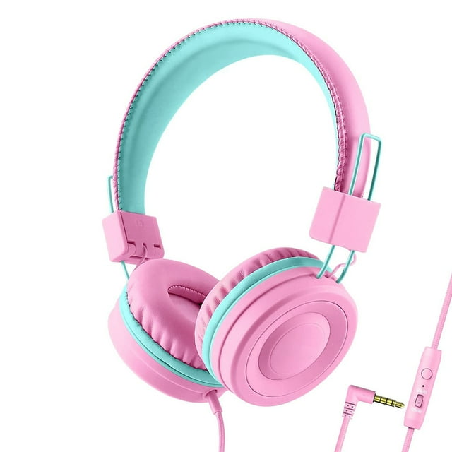 Auriculares para niños, auriculares para niños con volumen limitado para niños y niñas, diadema ajustable, plegable, auriculares para niños en la oreja para estudio, tableta, avión, escuela Adepaton 222985-2