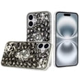 thumbnail image 3 of For iPhone 16 6.1 inch Floral Full Diamond Bling Case Cover - Smoke, 3 of 3