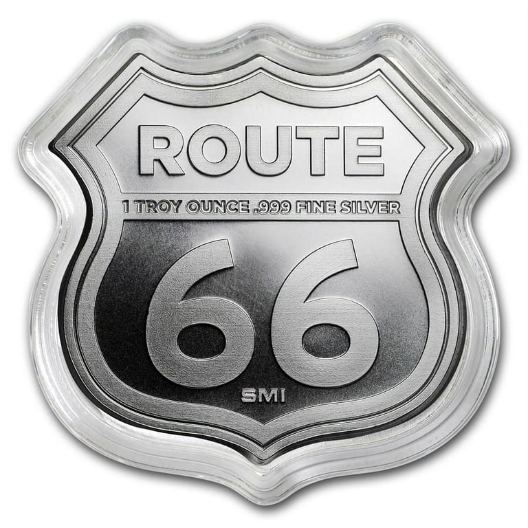 1 oz Silver - Icons of Route 66 Shield (Illinois Gemini Giant