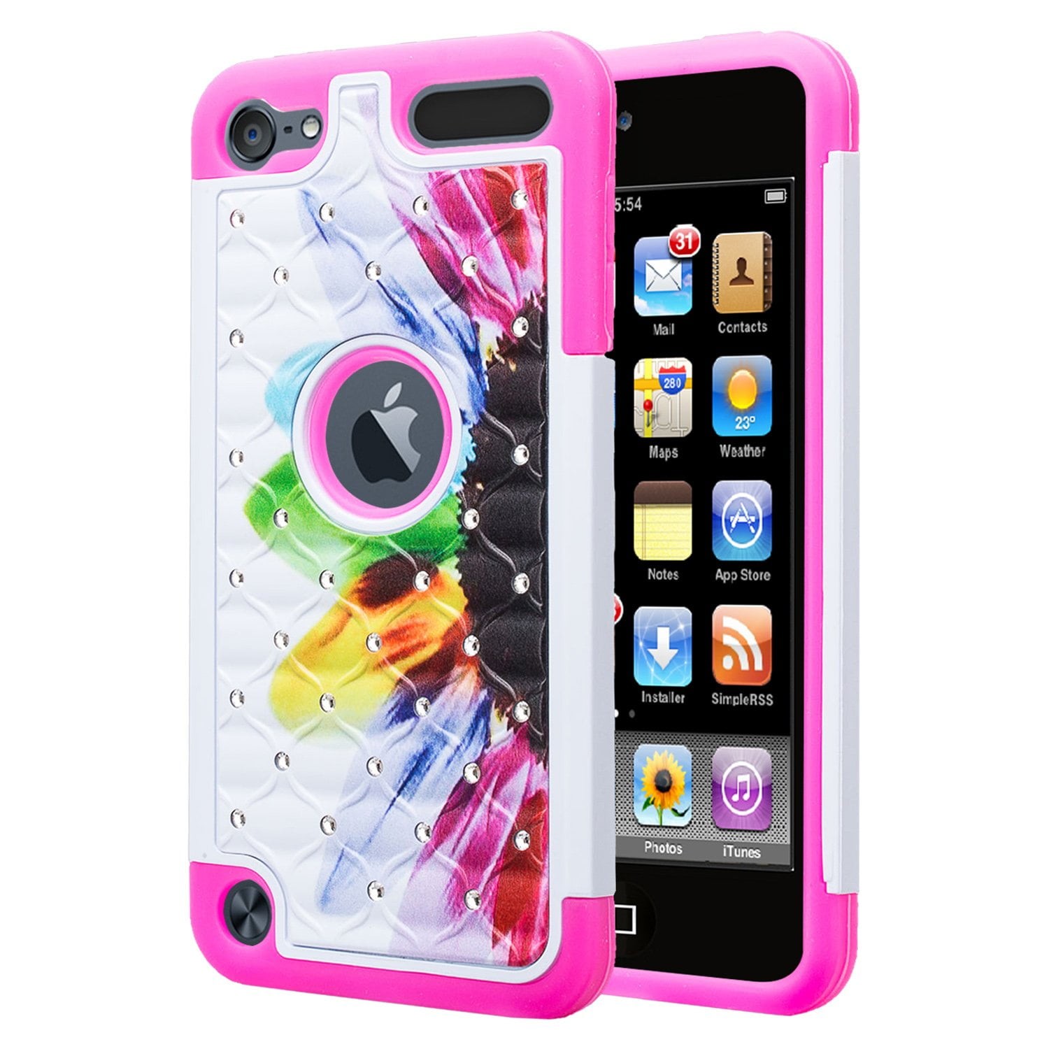 Custodia Per IPod Touch 7/6/5 - Cover Trasparente Antiurto TPU Con Farfalle Viola