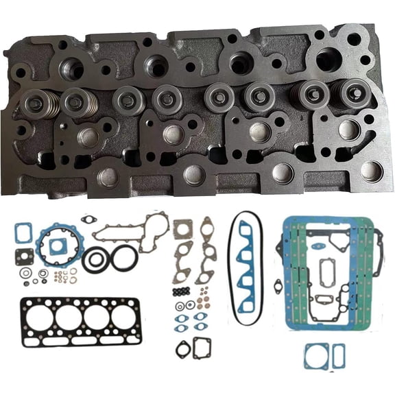 Seapple Complete Diesel Cylinder Head With Full Gasket Set Compatible with Kubota V1702 Engine Bobcat 1600 733 743 3023 Loader