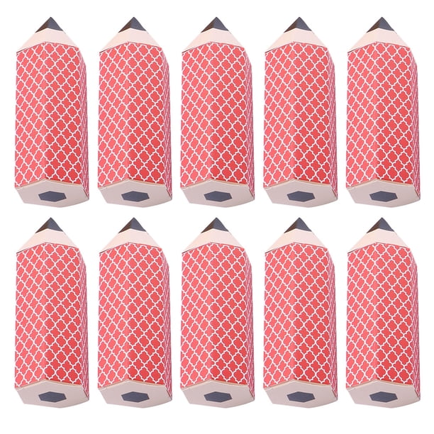 10 cajas de dulces con forma de lápiz de dibujos animados, coloridas y plegables, para refrigerios, recuerdos de fiestas escolares y suministros para la temporada de graduación