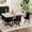 Black Oily Waxed Leather, variant on UZUGUL White Oily Waxed Leather Chairs & White Marble Sides & Vertical Wood Center Table 7-Piece Oval Set