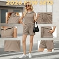thumbnail image 5 of VDJ Two Piece Outfits for Women Lounge Sets Vest Tops and Shorts Set Sweatsuits with Pockets Coffee Sleeveless Fashion Tracksuit, 5 of 12