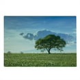 thumbnail image 2 of Tree Cutting Board, Tree on a Wide Dandelion Flower Field Fluffy Clouds Summer Getaway Meadow Picture, Decorative Tempered Glass Cutting and Serving Board, Large Size, Green Blue, by Ambesonne, 2 of 5