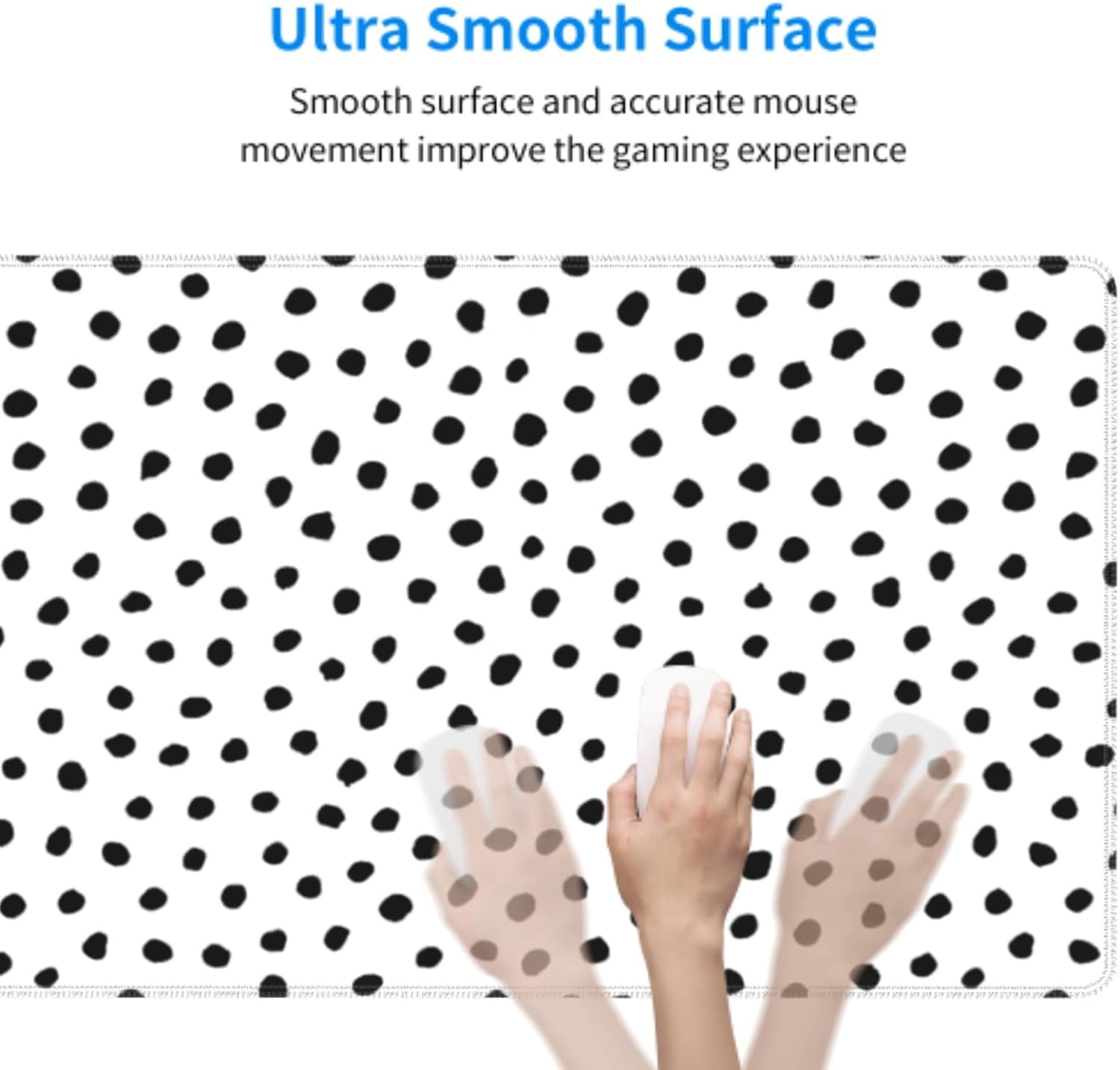 Black White Dot Boho Mouse Pad 31.5 X 11.8 Inch XL Cute Polka Dots Gaming Mousepad Extended Large Laptop Keyboard Mouse Mat Non-Slip Rubber Base with Stitched Edges for Home Office