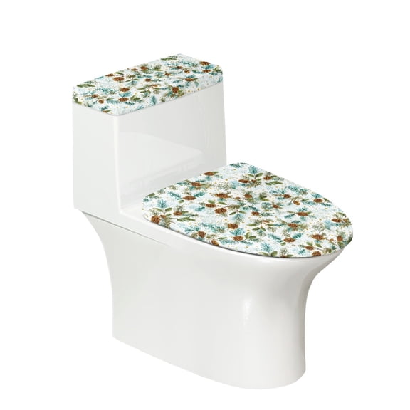 HELLHERO Toilet Covers Set with Fits All Toilet Shapes 2 Pieces Bathroom Toilet Lid Cover Set U-Shaped for Elastic Bottom