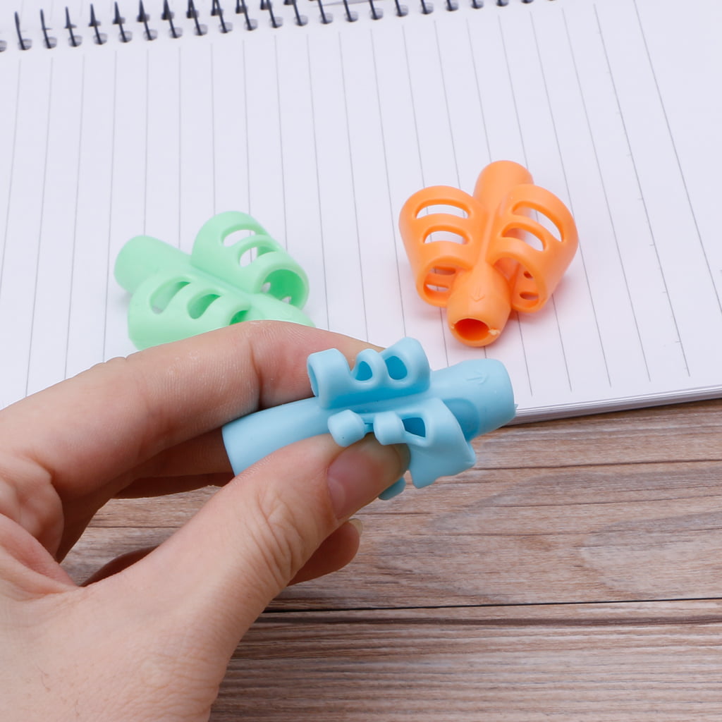 3Pcs Two-finger Grip Silicone Baby Pencil Holder Learn Writing Tools Writing Pen 