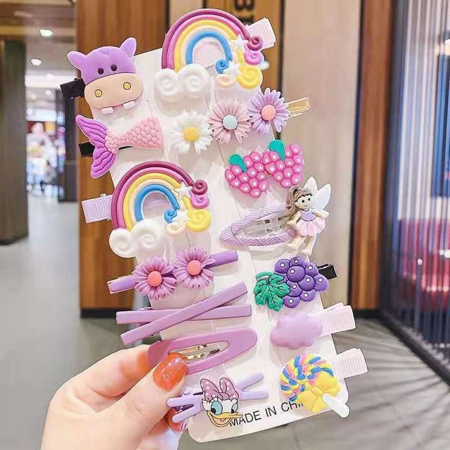 Horquilla para el pelo para niñas, horquilla japonesa y coreana, linda princesa, flor, flequillo con clip lateral para niñas, juego de 14 piezas, pinza pequeña