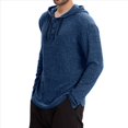 thumbnail image 2 of Camiseta Informal de Larga con Capucha y Botones para Hombre, Otoño e Invierno 2025, con Cordón Ajustable. Azul M, 2 of 6