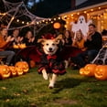 thumbnail image 6 of Pet Halloween Cape , Soft Fabric Vampire Cloak with Horns Bow Tie Bat Wings, Adjustable Holiday Outfit for Small Medium Dogs Cats Party Cosplay Dress Up, 6 of 8