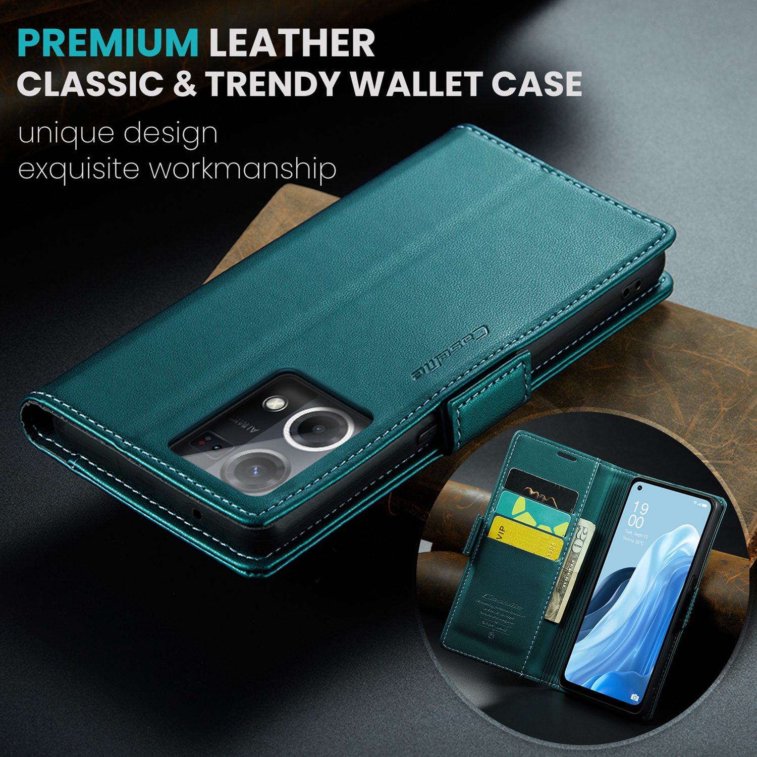 ETFAST Leather Phone Case Wallet With Card Holder Zipper For OPPO Reno 8 4G High Quality Leather Phone Case