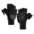 thumbnail image 1 of Guantes de invierno de lana para hombre, gruesos y cálidos, de punto, con medio dedo y muñequera, para entrenamiento deportivo al aire libre, suministros para montar a caballo (negro, talla M), 1 of 7