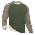 thumbnail image 5 of Fshiont Men's Warm Crewneck Sweatshirt Sherpa Fleece Lined Sweatshirts Winter Thermal Heavyweight Fuzzy Soft Pullover Tops with Pocket Army Green L, 5 of 5