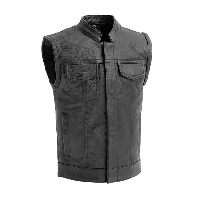 First Manufacturing FIC003CSL-8-BLK Bad Boy Motorcycle Leather Vest for  M689, Black - Size 8