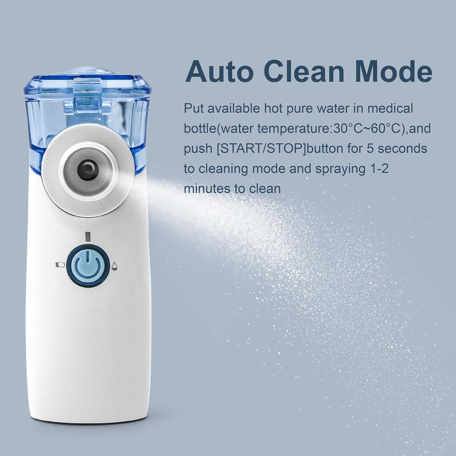 Portable 5-Micron Personal Humidifier - USB-Powered, Ultra-Quiet, for Office, Car, Bedroom, and Travel - Blue